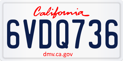 CA license plate 6VDQ736