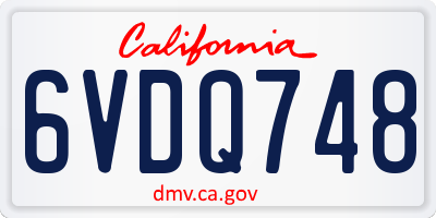 CA license plate 6VDQ748