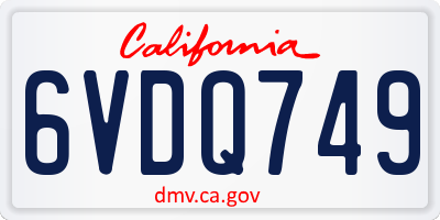 CA license plate 6VDQ749