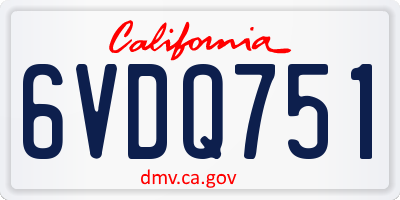 CA license plate 6VDQ751