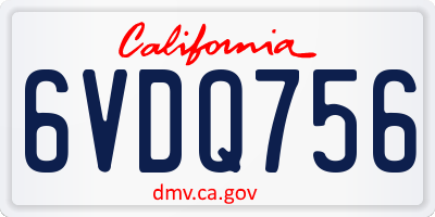 CA license plate 6VDQ756