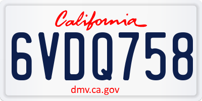 CA license plate 6VDQ758