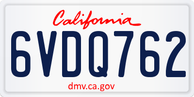 CA license plate 6VDQ762