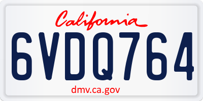 CA license plate 6VDQ764