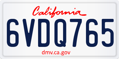 CA license plate 6VDQ765