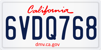 CA license plate 6VDQ768