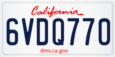 CA license plate 6VDQ770