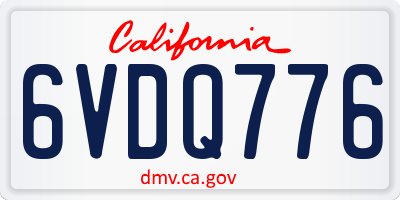 CA license plate 6VDQ776