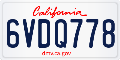 CA license plate 6VDQ778