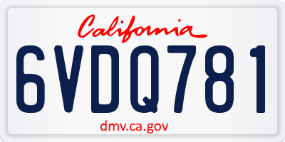 CA license plate 6VDQ781