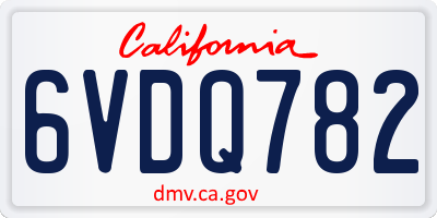CA license plate 6VDQ782