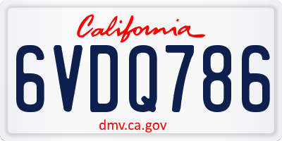 CA license plate 6VDQ786