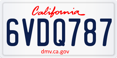 CA license plate 6VDQ787