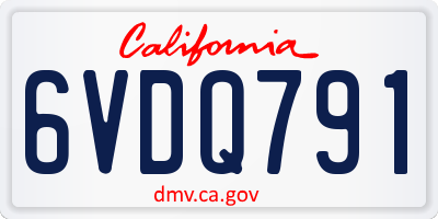CA license plate 6VDQ791