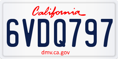 CA license plate 6VDQ797