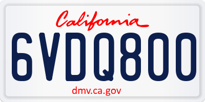 CA license plate 6VDQ800