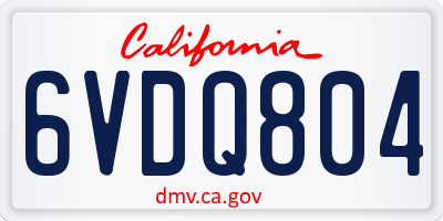CA license plate 6VDQ804