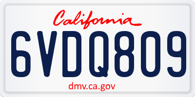 CA license plate 6VDQ809