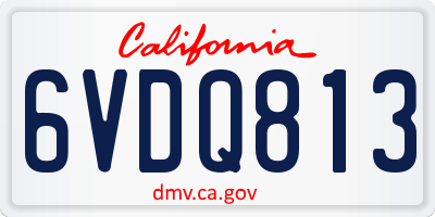 CA license plate 6VDQ813