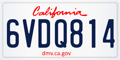 CA license plate 6VDQ814