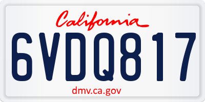 CA license plate 6VDQ817