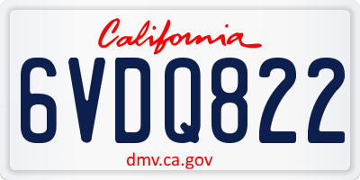 CA license plate 6VDQ822