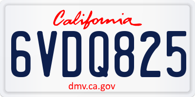 CA license plate 6VDQ825