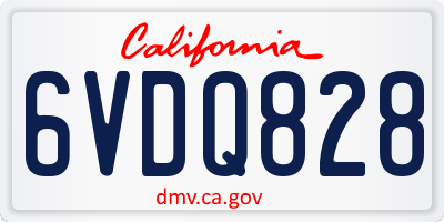 CA license plate 6VDQ828