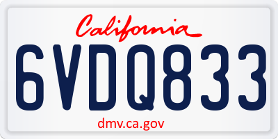 CA license plate 6VDQ833