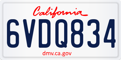 CA license plate 6VDQ834