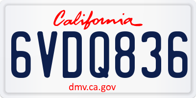 CA license plate 6VDQ836