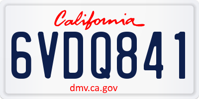 CA license plate 6VDQ841