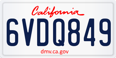 CA license plate 6VDQ849