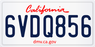 CA license plate 6VDQ856