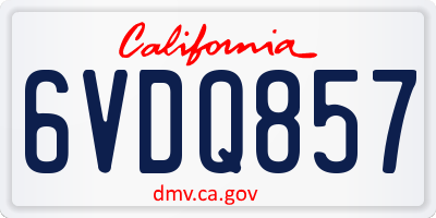 CA license plate 6VDQ857