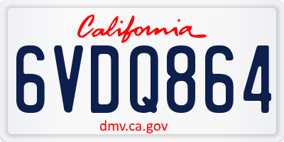 CA license plate 6VDQ864