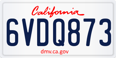 CA license plate 6VDQ873