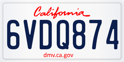 CA license plate 6VDQ874
