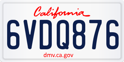 CA license plate 6VDQ876