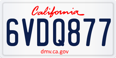 CA license plate 6VDQ877