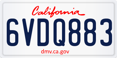 CA license plate 6VDQ883