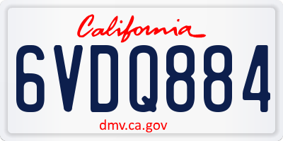 CA license plate 6VDQ884