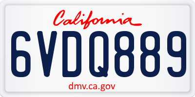 CA license plate 6VDQ889
