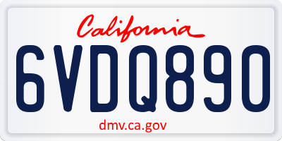 CA license plate 6VDQ890