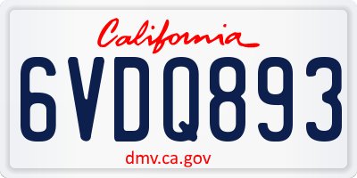 CA license plate 6VDQ893