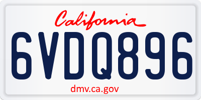 CA license plate 6VDQ896