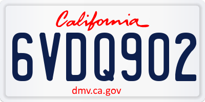CA license plate 6VDQ902