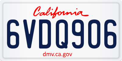 CA license plate 6VDQ906
