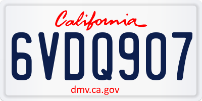 CA license plate 6VDQ907