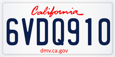 CA license plate 6VDQ910